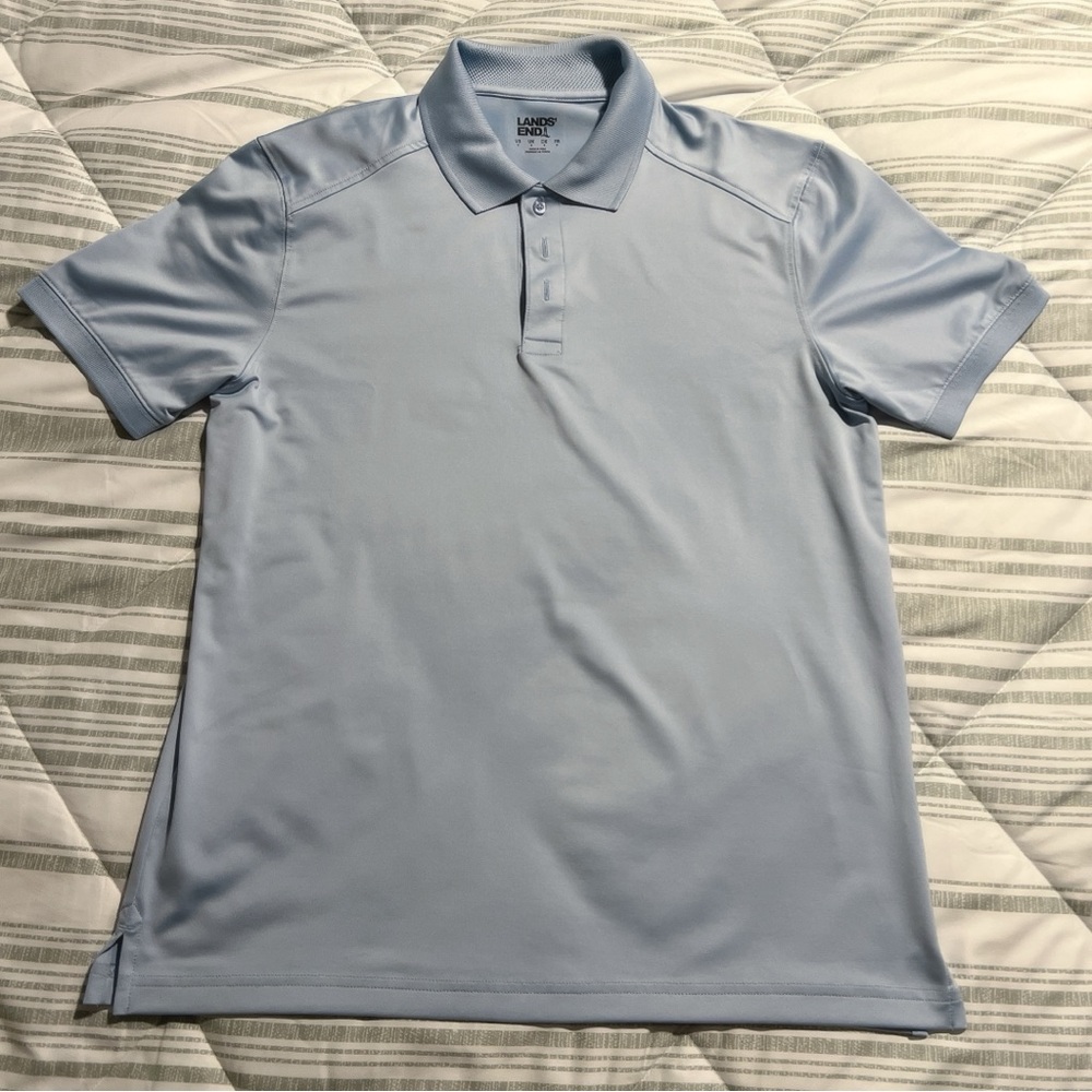 Lands' End Men's Light Blue Polo Shirt